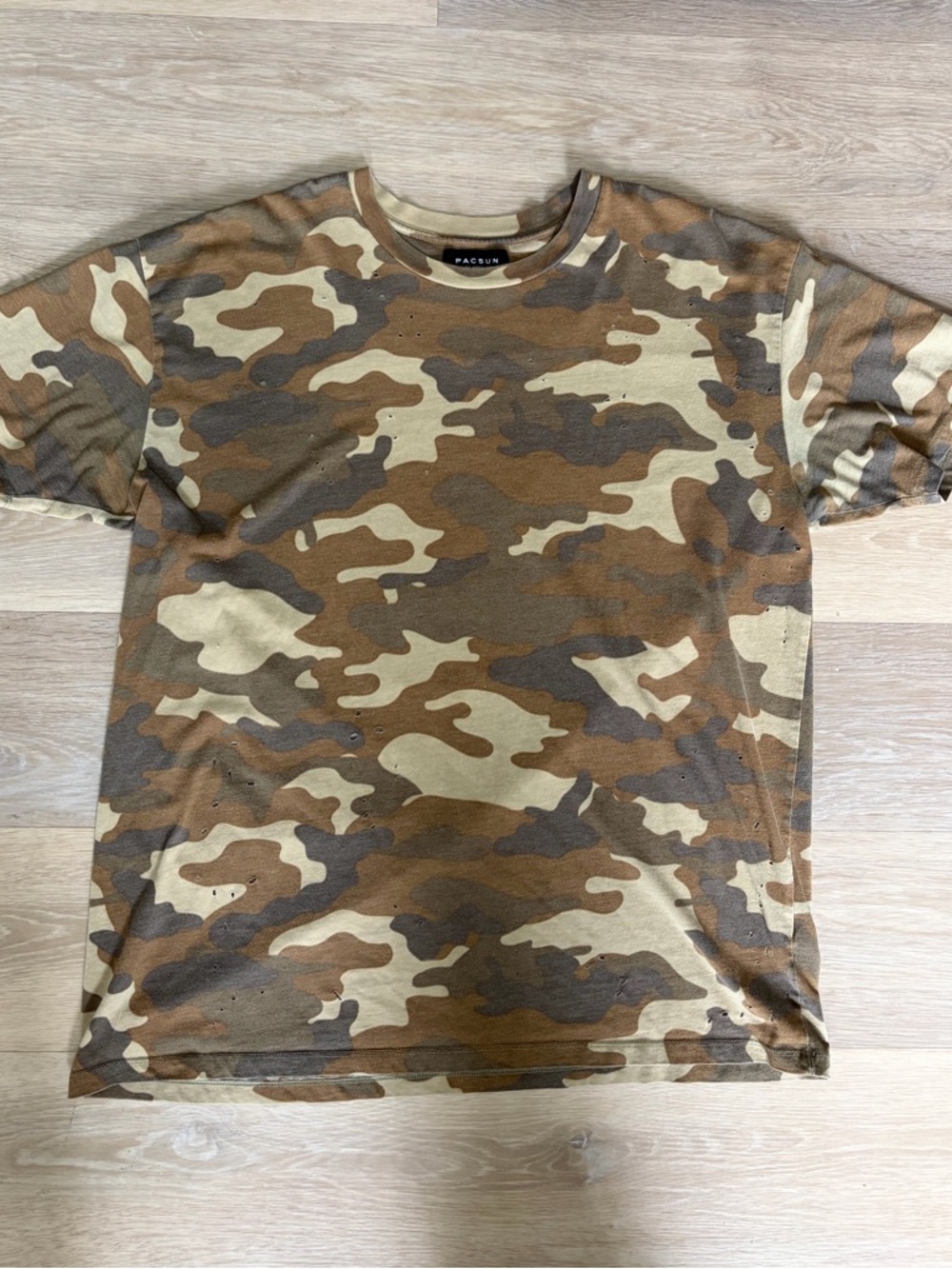 PacSun Camo Distressed Tee Boxy Fit XL Streetwear T-Shirt